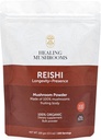 Reishi Pure Powder, Supplément de Champignon Biologique pour Support Immune, Longévité, Mood, Sleep, No Fillers, Non-OGM