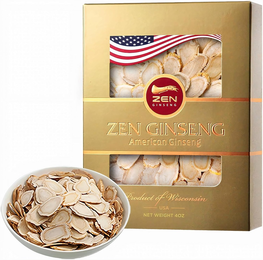 American Wisconsin Ginseng Slices — Amélioration de l'énergie, de la performance et de la santé mentale pour les hommes et les femmes (4 Oz. (paquet de 1))