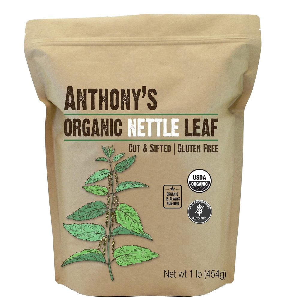 Anthony's Organic Nettle Leaf, 1 lb, sans gluten, sans OGM, coupés et tamisés, non irradiés, Keto Friendly