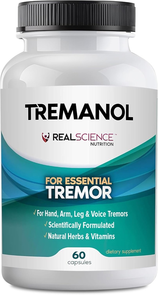 Tremanol Natural Aid Essential Tremor Relief Herbal Supplement for Neurological Support - Comprend Vitamine B2 & B12, Passionflower & Skullcap for Hand Tremor Aids - Fabriqué aux États-Unis, 60 capsules