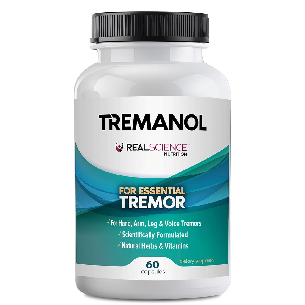Tremanol Natural Aid Essential Tremor Relief Herbal Supplement for Neurological Support - Comprend Vitamine B2 & B12, Passionflower & Skullcap for Hand Tremor Aids - Fabriqué aux États-Unis, 60 capsules