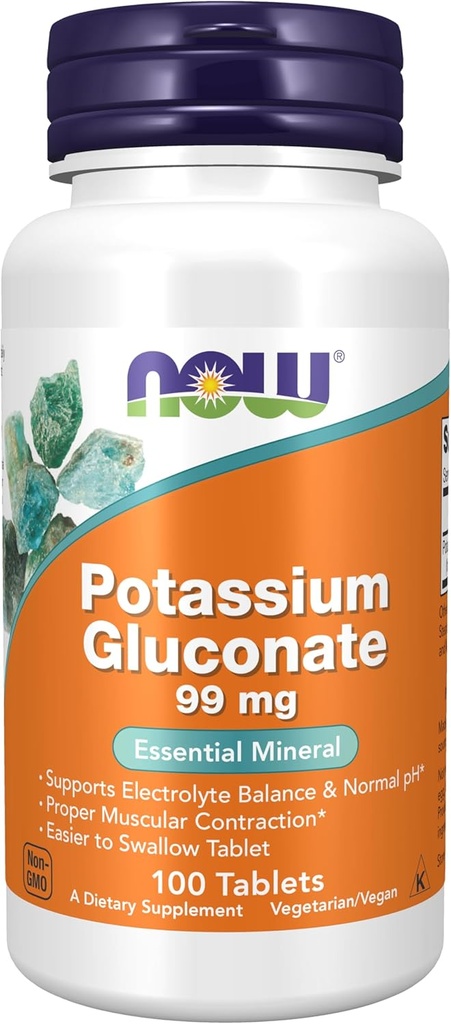 MAINTENANT compléments alimentaires, gluconate de potassium 99mg, plus facile à avaler, minéral essentiel*, 100 comprimés