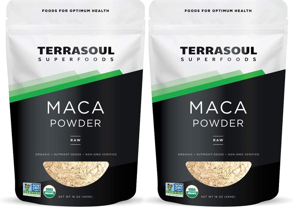 Terrasoul Superfoods Poudre de maca crue biologique, 2 Lbs : Qualité premium, soutient l'endurance accrue et l'énergie