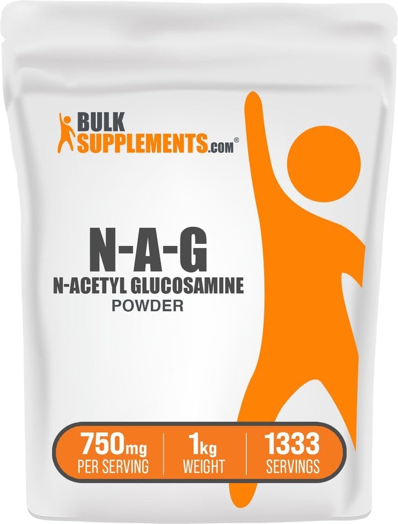 BulkSupplements.com Poudre de N-acétylglucosamine - NAG Poudre, Glucosamine 750mg, Supplément nutritionnel - Sans gluten, 750mg par portion, 1kg (2,2 lbs) (paquet de 1)