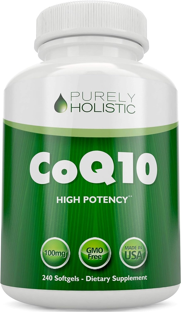 CoQ10 100mg - 240 SoftGels - 8 mois d'approvisionnement - Ubiquinone Coenzyme supplément Q10 - avec huile d'olive biologique - sans soja Co Q 10 - Fabriqué aux États-Unis