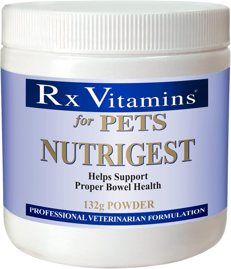 Rx Vitamines pour animaux de compagnie Nutrigest pour chiens et chats - Aide à soutenir la santé saine de l'intestin et de la digestion - Vétérinaire formule probiotique - Poudre 132g
