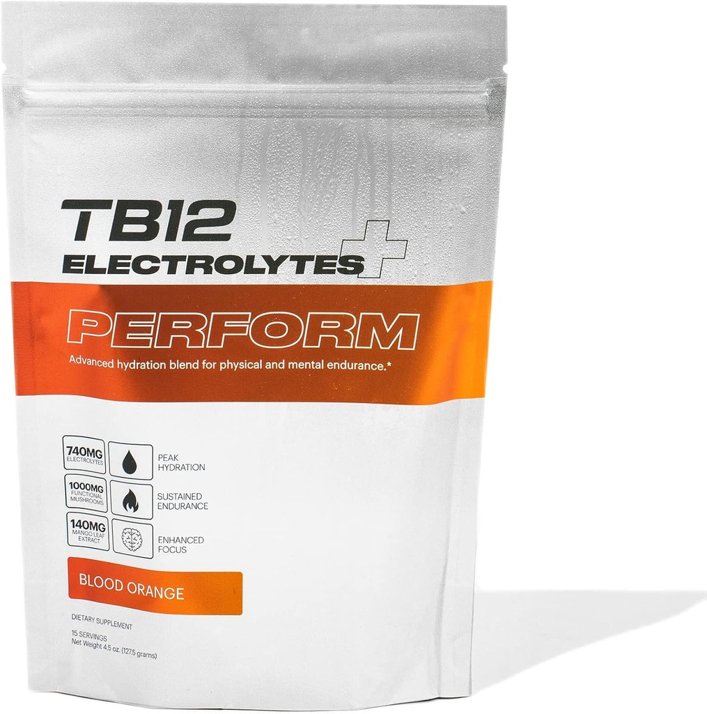 TB12 Electrolytes Plus Exécuter - Pré-entraînement Electrolytes Poudre avec des Adaptogènes et Nootropics.
