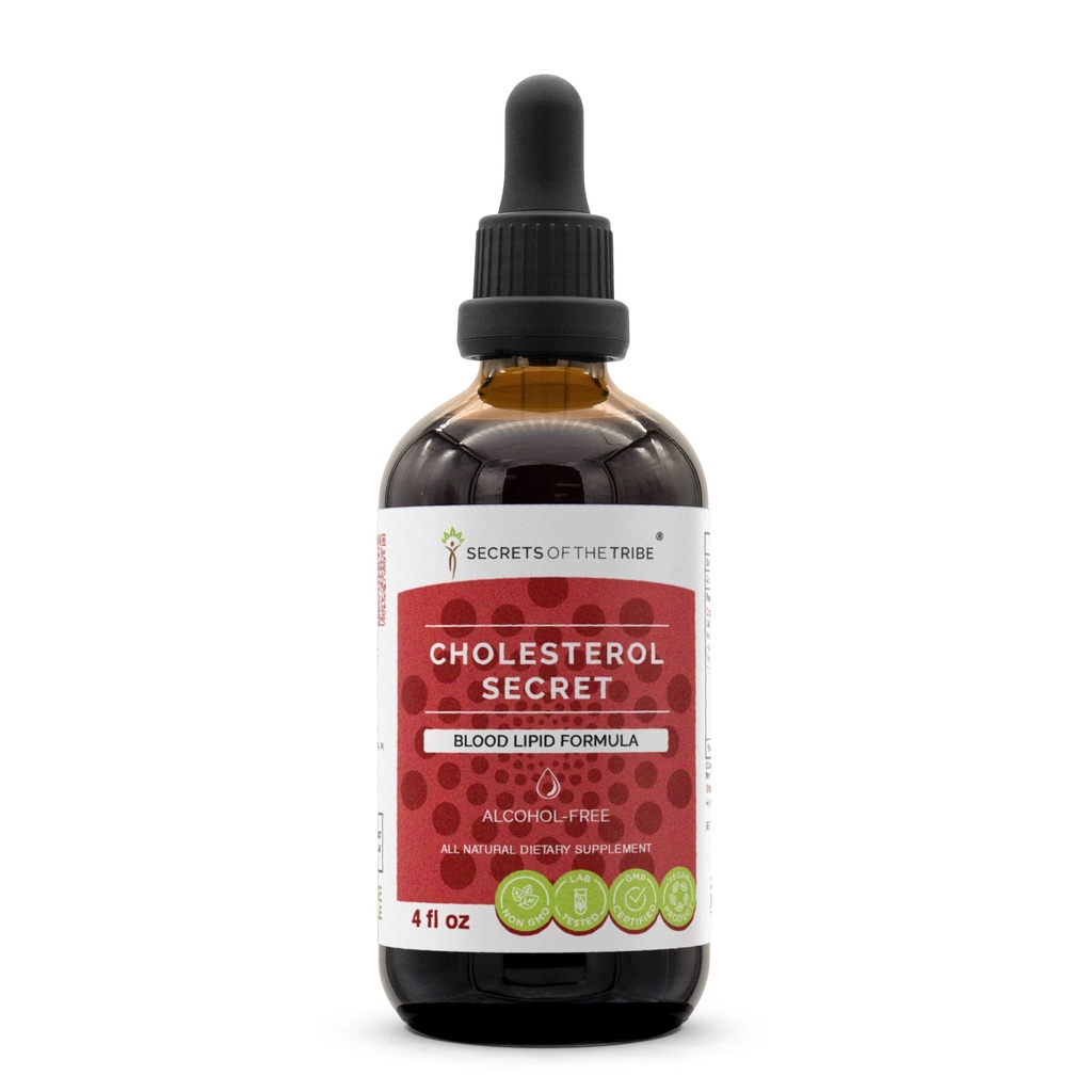 Secrets de la tribu - Cholestérol Secret, formule lipidique de sang, mélange de suppléments à base de plantes gouttes sans alcool extrait liquide 4 fl oz