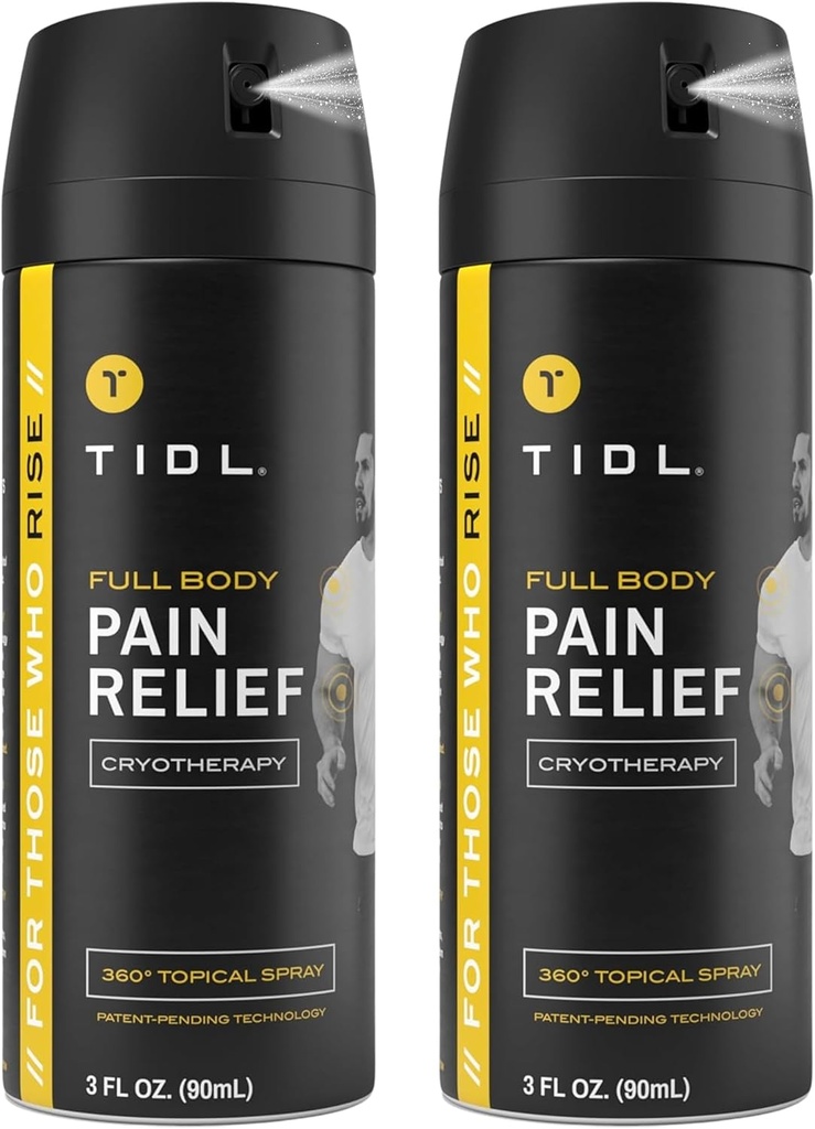 Spray de soulagement de la douleur de Cryothérapie TIDL, 3 oz (paquet de 2) Douleur au cou ciblé, soulagement de la douleur articulaire et musculaire avec le menthol organique à base végétale, refroidissement instantané pour l'arthrite, douleur au dos et au genou