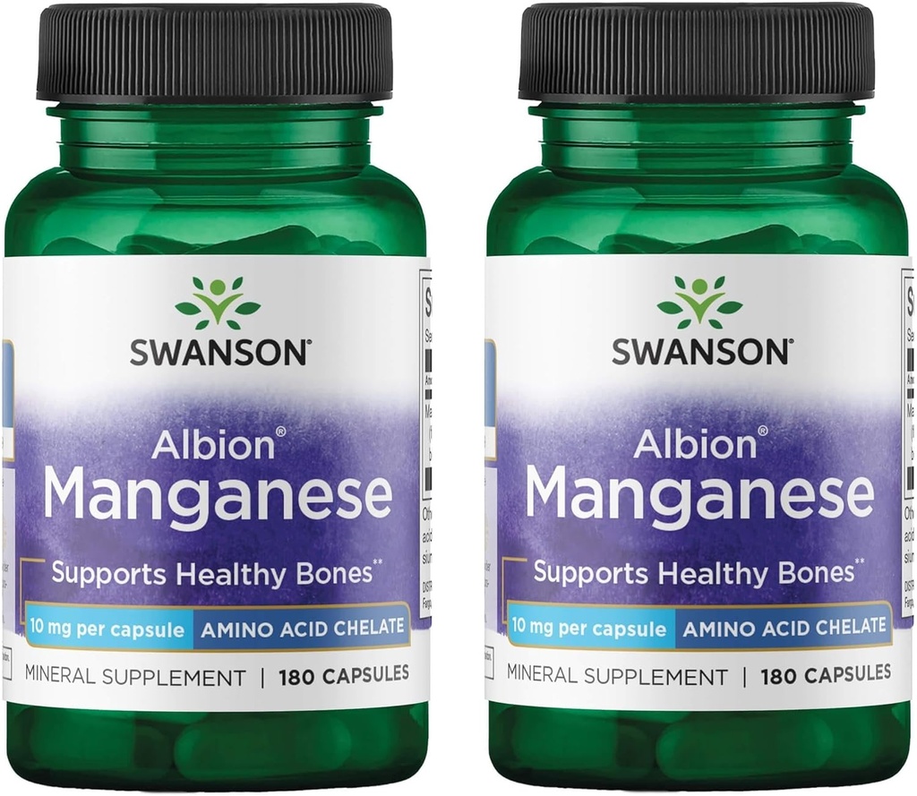 Swanson Albion Manganèse Chélaté 10 Milligrammes 180 Capsules (2 Pack)