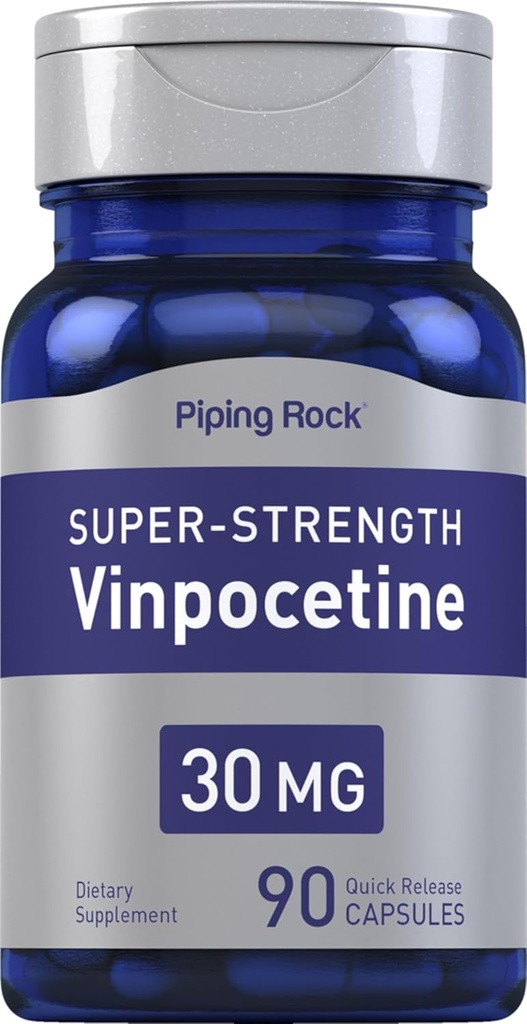 Piping Rock Vinpocetine 30mg | 90 Capsules | Super-Strength Supplement | Non-GMO, Gluten Free