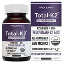 Total K2 ®= Vitamine K2 comme MK7 & MK4= Plus K1 & Vitamine D3 Cofactor - 620 mcg K2 par portion - MK7 trans de MenaQ7® - Vitamine K à spectrum complet - Végétalien, certifié biologique (60 capsules)