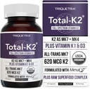 Total K2 ®= Vitamine K2 comme MK7 & MK4= Plus K1 & Vitamine D3 Cofactor - 620 mcg K2 par portion - MK7 trans de MenaQ7® - Vitamine K plein spectre - Vegan, certifié biologique (60 capsules)
