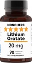 Orotate de lithium 20 mg de lithium élémentaire par gélule - 90 capsules végétariennes
