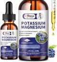 2 Pack de supplément de magnésium potassique liquide - Complexe de magnésium calme à haute absorption & Potassium Plus Calcium, vitamine D3, zinc pour les crampes des jambes et os et énergie et crème support - 4 Fl oz