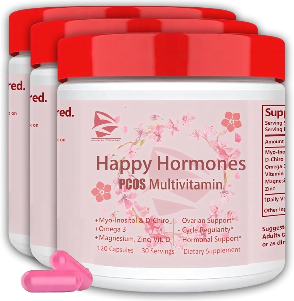 Nouvelle mise à jour PCOS Multivitamin,2024 Multivitamin,Hormone Balance for Women-Cycle Support Suppléments-Ménopause et Mood Support Supplément PMS Support for Women (360 Capsules (Pack of 3))