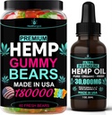 2Pack Huile de chanvre et Gommies de chanvre Ours Gummy Combo Set-Peace and Relaxation, Relief, Apaisant, Décomfort, Sommeil plein corps High Care-Fabriqué aux États-Unis