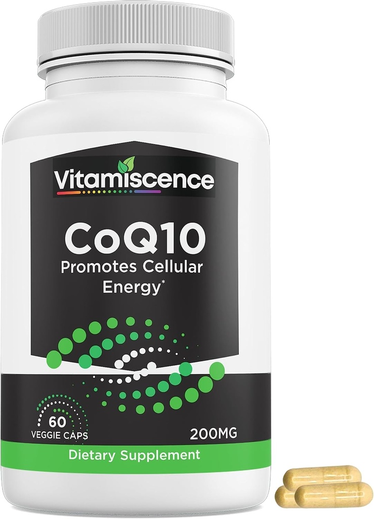 CoQ10, One Pack, 200mg, 60 Capsules Count. Promotes Cellular Energy, Antioxidant, Co q10 Supplements, for Men and Women.