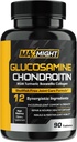 Glucosamine Chondritine MSM Turmère, Boswellia, 12-en-1, Confort articulaire, Mobilité, Lubrification et Force pour les hommes Femmes et Aînés, 90 Tab, Pas de mollusques