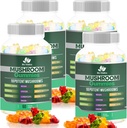 BIO VITALICA Gommies de champignons – 10 Complexe de champignons avec Mane de Lion, Reishi, Chaga, Cordyceps et plus – Gummes végétaliens fruités – Non-OGM, sans gluten, à base végétale – 4 paquets