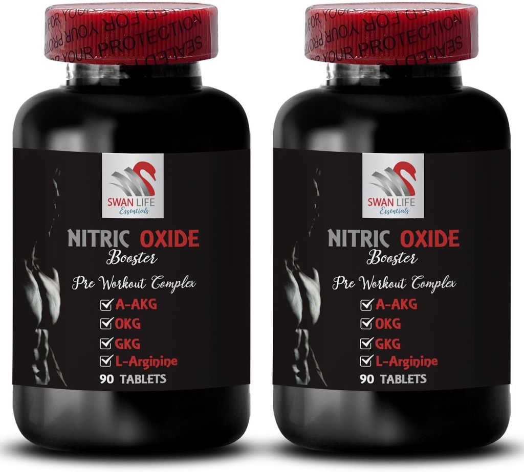 Ornithine alpha-cétoglutarate OKG - NITRIC OXIDE BOOSTER - L-glutamine poudre, endurance d'exercice, poudre d'oxyde nitrique, supplément de gymnastique, supplément d'énergie, force d'exercice 2 bouteille 180 comprimés