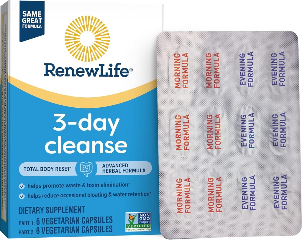 Yhn Total Body Reset Adult 3-Day Cleanse Supplément, une boîte de 12 mois de capsules végétariennes de renouvellement de la vie 3-Day Cleanse Total Body,12 Compte