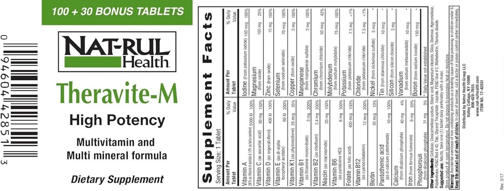 Comprimés NAT-rul Theravite M 130 - 3 emballages