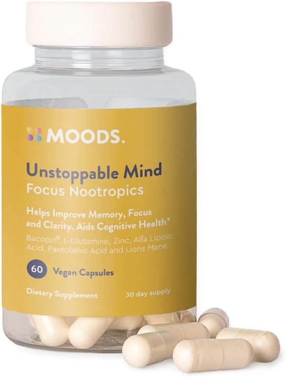 Moods (en anglais seulement) Inarrêtable Mind (en anglais seulement) Focus Nootropics (en anglais seulement) Boost Energy and Mental Agility, Memory, Concentration (en anglais seulement) Bacopine, L-Glutamine, Lion's Mane, Alpha Lipoic Acid, Pantothénique Acid (en anglais seulement) 60 Capsules végétaliennes