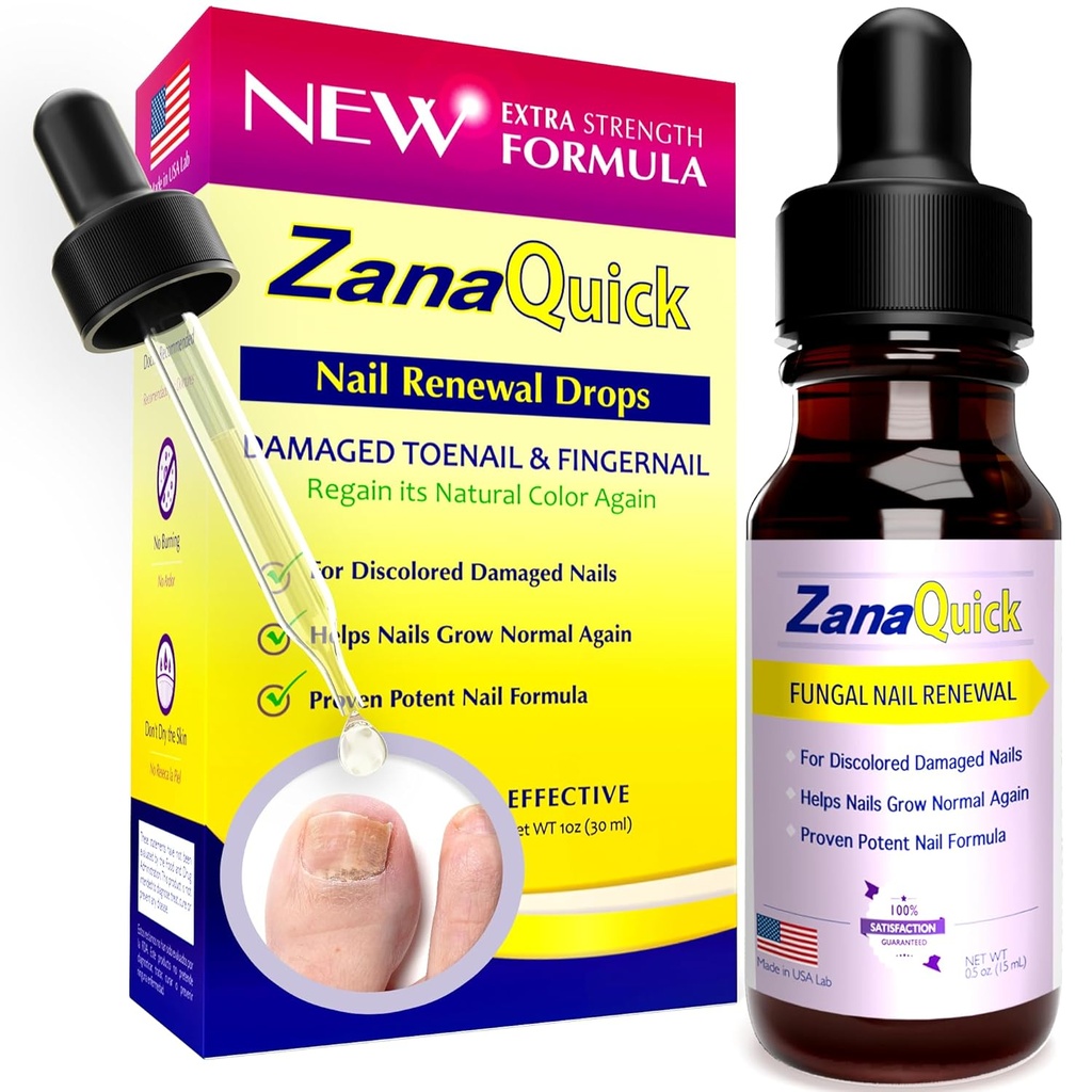 ZanaQuick Extra Strength Toenail & Fingernail Repair Drops - Renouvellement de l'entretien des ongles pour les ongles épais, endommagés et décolorés - 1 Pack, 0,50 fl oz