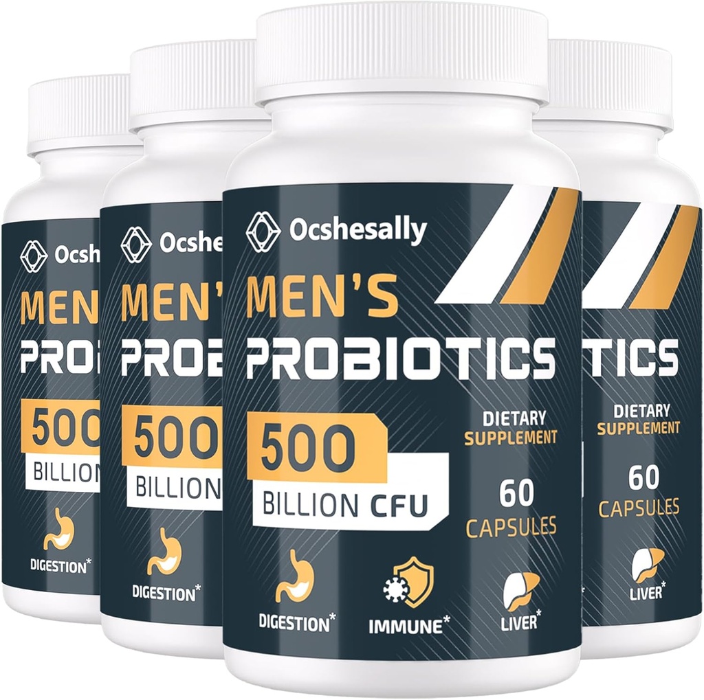 Probiotiques pour les hommes, 500 milliards UFC et 12 souches Probiotique pour les hommes, avec curcuma, canneberge, goji - Probiotiques pour la santé digestive, Gut, Immune & Bloating, Prostate & Urinary Tract Health, 240 Capsule