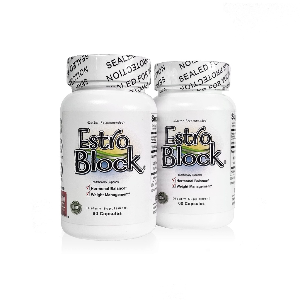 Estoblock - 2-Pack 120 Capsules Total - DIM & Indole 3-Carbinol pour l'équilibre hormonal naturel de l'hormone, l'acné - Anti-toxic Estrogen Aromatase Inhibiteur Blocker. Vegan, sans soie, sans produits laitiers, sans OGM (2)