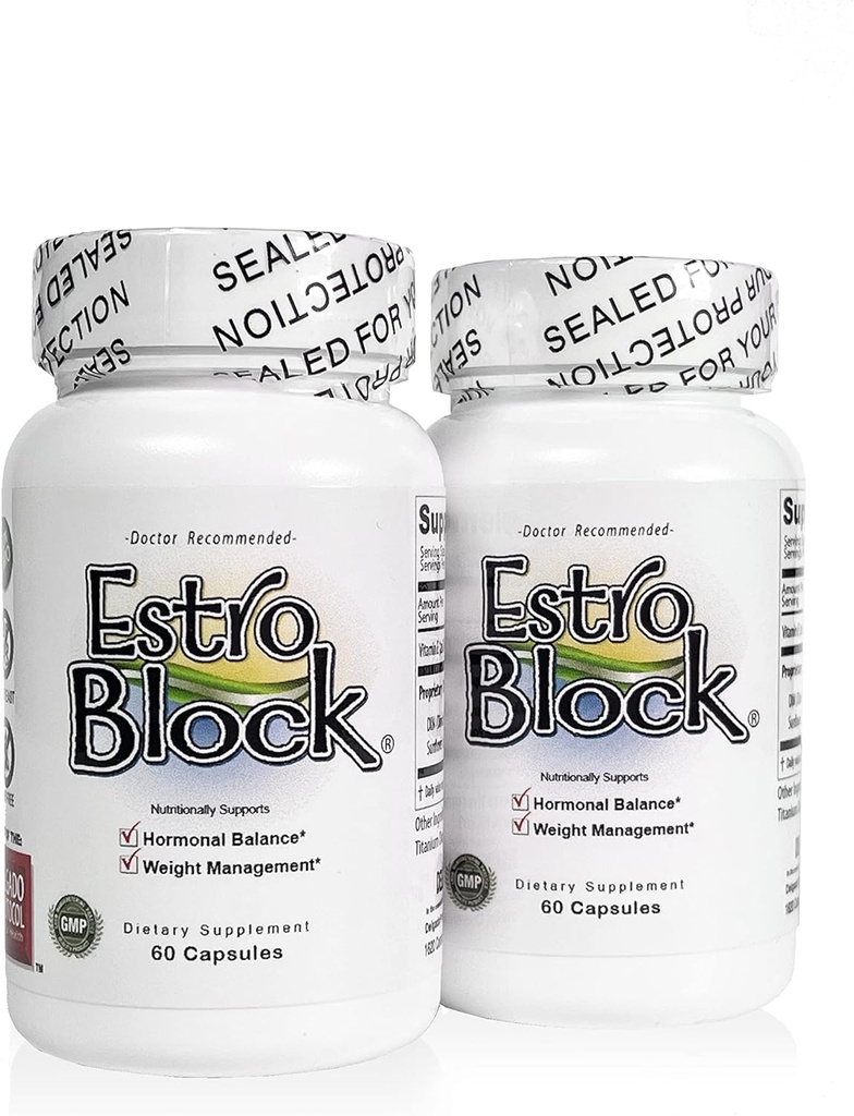 Estoblock - 2-Pack 120 Capsules Total - DIM & Indole 3-Carbinol pour l'équilibre hormonal naturel de l'hormone, l'acné - Anti-toxic Estrogen Aromatase Inhibiteur Blocker. Vegan, sans soie, sans produits laitiers, sans OGM (2)