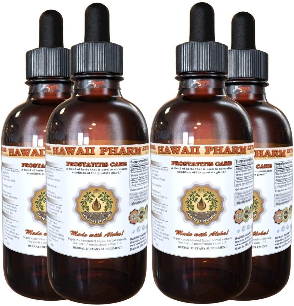 Prostate Support Dietary Supplement: Pygeum (Pygeum Africanum) Barque, Saw Palmetto (Serenoa Repens) Berry, Stinging Nettle (Urtica Dioica) Teinture de feuille (extrait liquide à base d'alcool) 4x4 oz