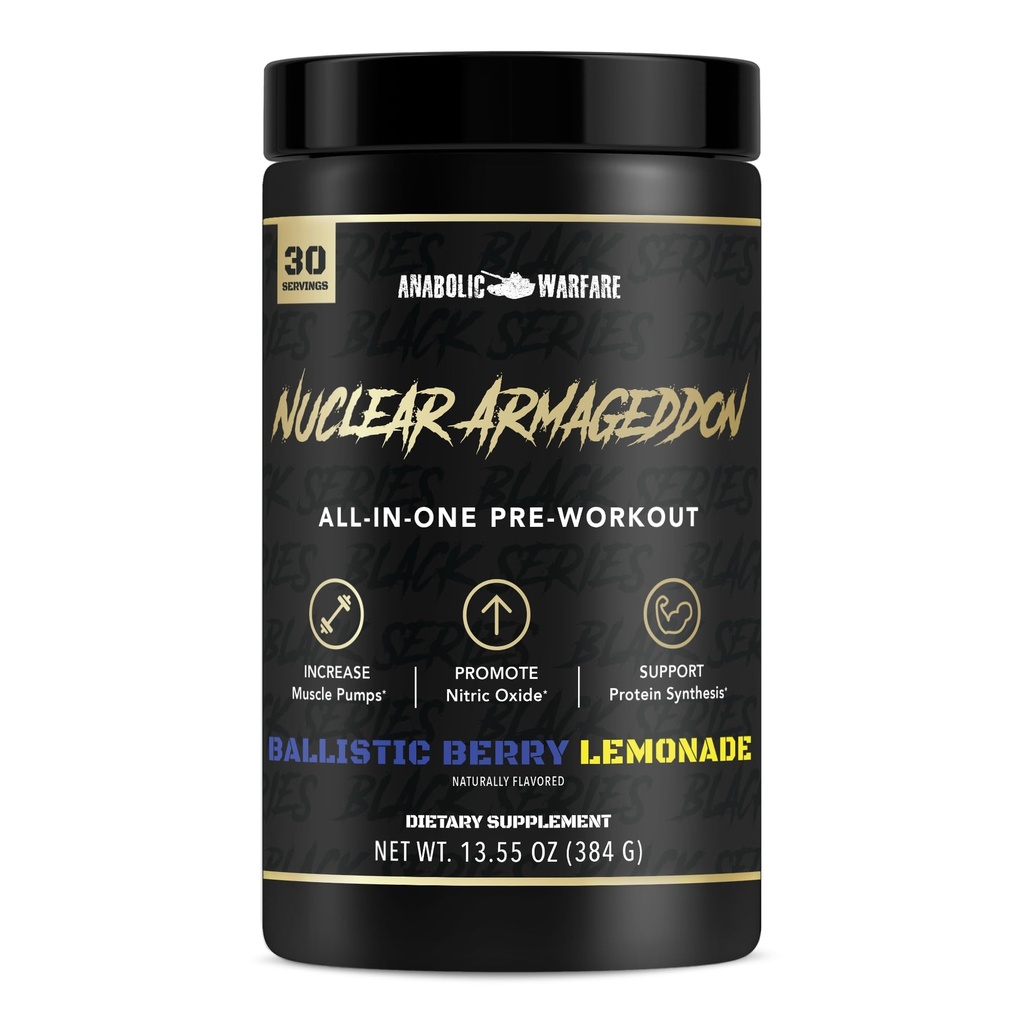 Pré-entraînement en poudre d'Armageddon pour hommes et femmes avec L-Citrulline, Beta Alanine Powder et Caféine (Limonade berry balistique - 30 portions)