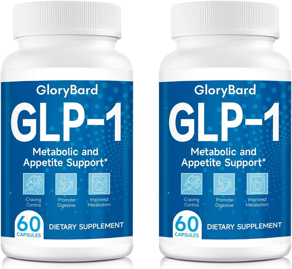 GLP-1 Support, Supplément GLP-1, Niveau GLP-1 Support Naturellement, Supplément GLP-1 naturel pour les hommes et les femmes, Prendre avant le repas - 60 Capsule (2 Packs)