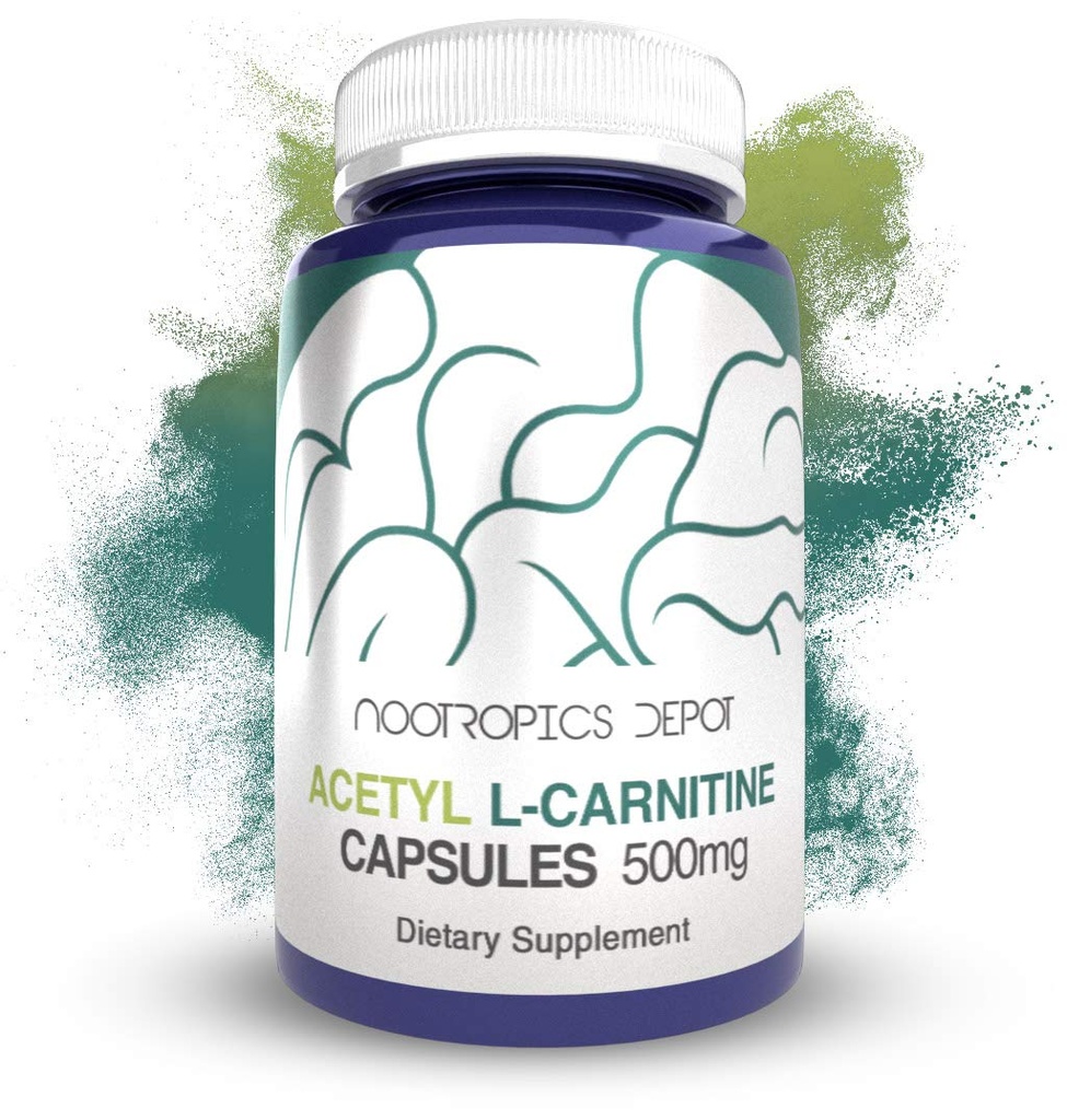 Nootropics Dépôt Acétyl L-Carnitine Capsules de 500mg de Count. 90 HCL Form. de complément énergétique Supporte la fonction mitochondriale.