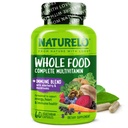 NATURELO Multivitamine d'aliments entiers + mélange d'Immune avec Elderberry & Champignons - Multivitamine complète avec support d'Immune supplémentaire - C, D3, Zinc, Elderberry, Reishi, Shitake - 60 Capsules Vegan