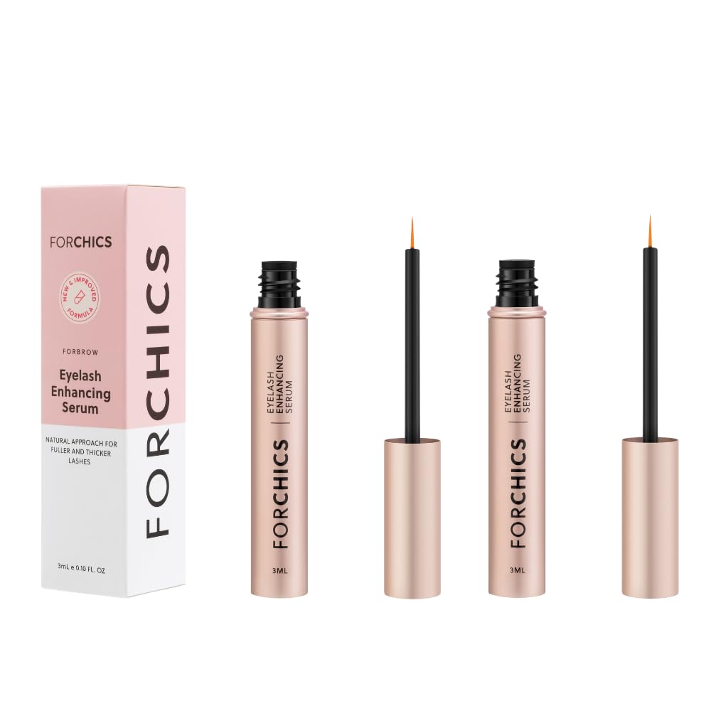 ForLash by ForChics: 2 Pack Sérum de croissance sans hormones de cils ultimes pour les cils plus longs, plus épais et plus complets - Booster de repousse, formule biologique, végétalien et sans cruauté