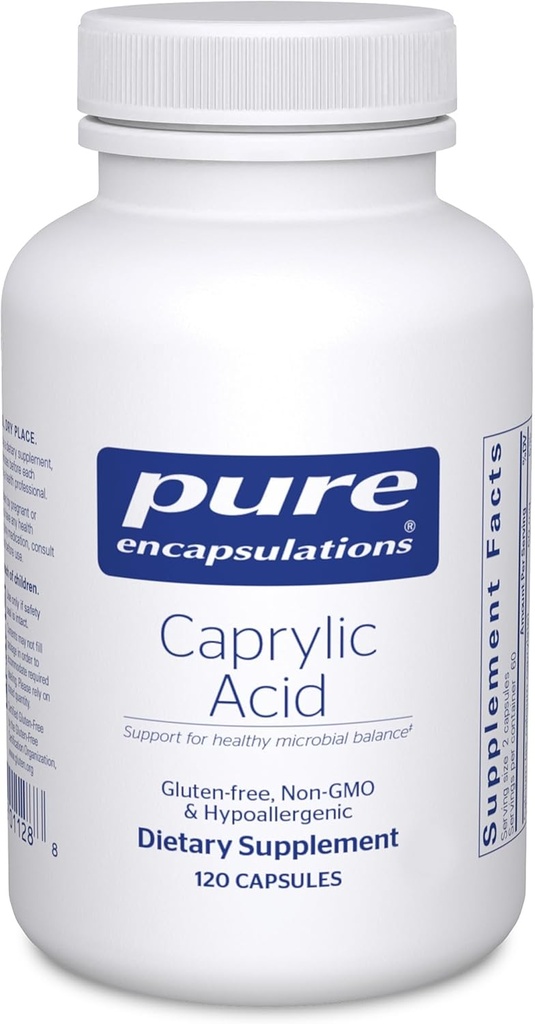 Encapsulations pures Acides capryliques Supplément pour la santé gustative et digestive, l'équilibre IG, le soutien gastro-intestinal et la santé intestinale*
