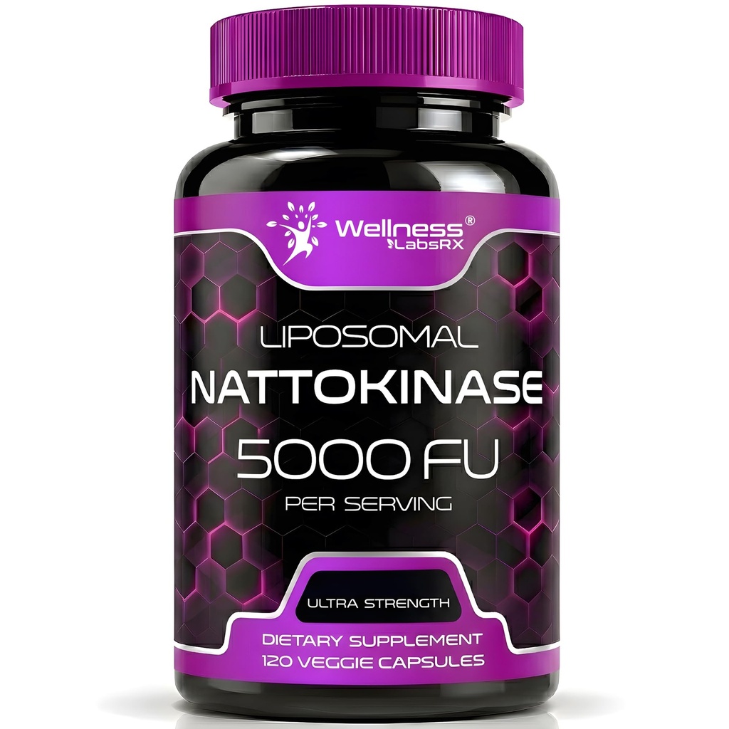 Nattokinase Supplement Capsules 5000 FU, Nattokinase testée en troisième partie – Enzymes de Natto japonais – Soutien au mieux-être quotidien – 120 Compte (paquet de 1)