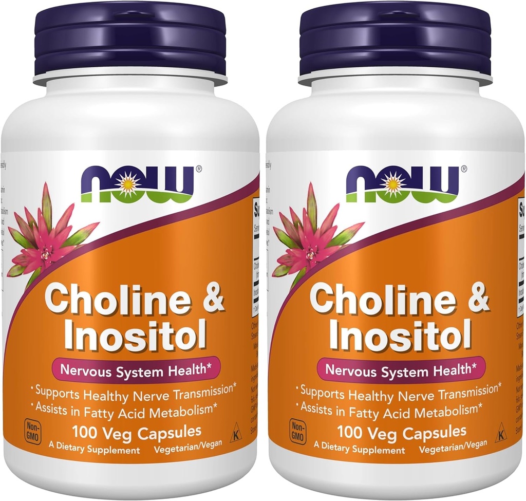 MAINTENANT Suppléments, Choline et Inositol 500 mg, Transmission nerveuse saine*, Santé du système nerveux*, 100 gélules (paquet de 2)