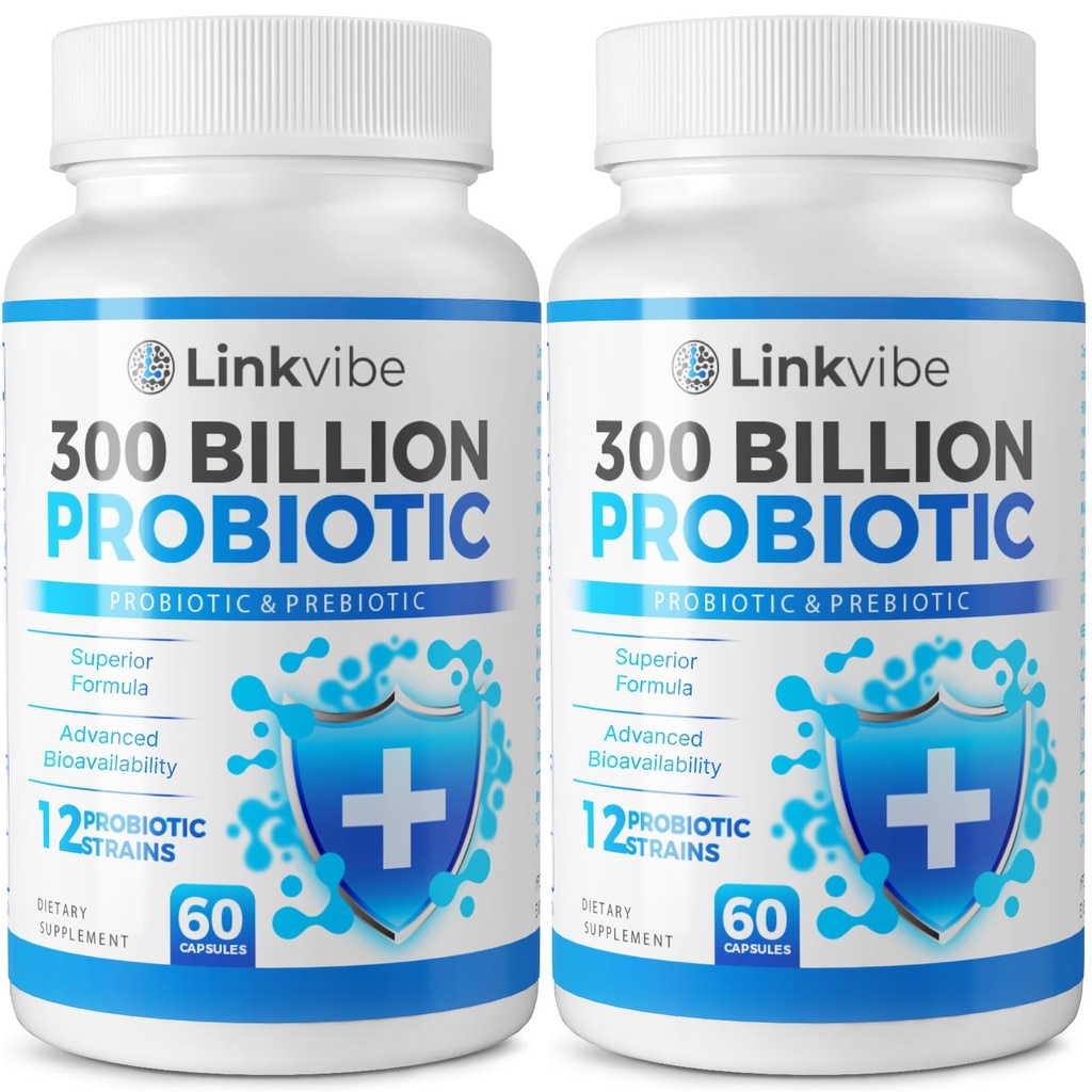 Probiotique 300 milliards CFU - 12 souches avec des prébiotiques organiques pour la santé digestive et gustative, immunitaire, blottissante - probiotiques pour les femmes et les hommes - sans lait quotidien, stable - 120 comtes
