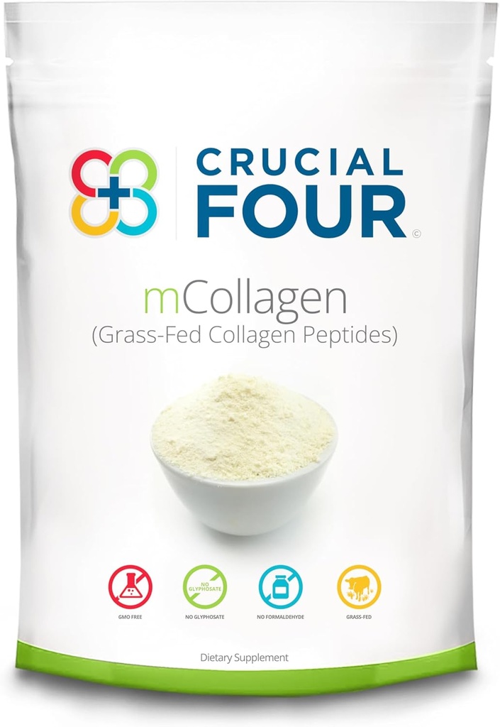 QUATRIÈME Critical - mCollagen (Grass Fed Collagen Peptide Powder) – Acides aminés – Parfait pour la récupération sportive Supplément protéinique – soutient les cheveux, la peau, les ongles et la santé articulaire - organique et non-OGM (16oz)
