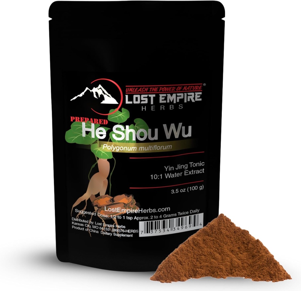 He Shou Wu 10:1 Extraire la poudre de polygone multiflorum ou Fo-Ti Traditionnellement préparé Racines pour les plantes Empire Perdues (100 Grams)