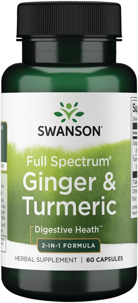 Swanson Ginger plein spectre et Turmeric 60 Capsules