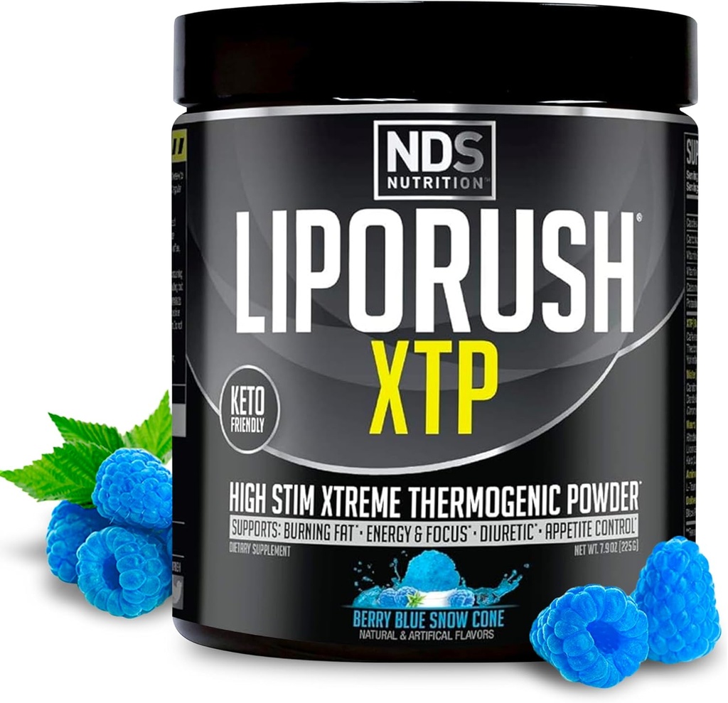 NDS Nutrition XTP Thermogénique Fat Burner avec L-Carnitine - Énergie, Focus, et Contrôle de l'appétit - Poudre de combustion des graisses extrêmement thermogéniques Perte de poids - Blue Berry Snow Cone (45 portions)