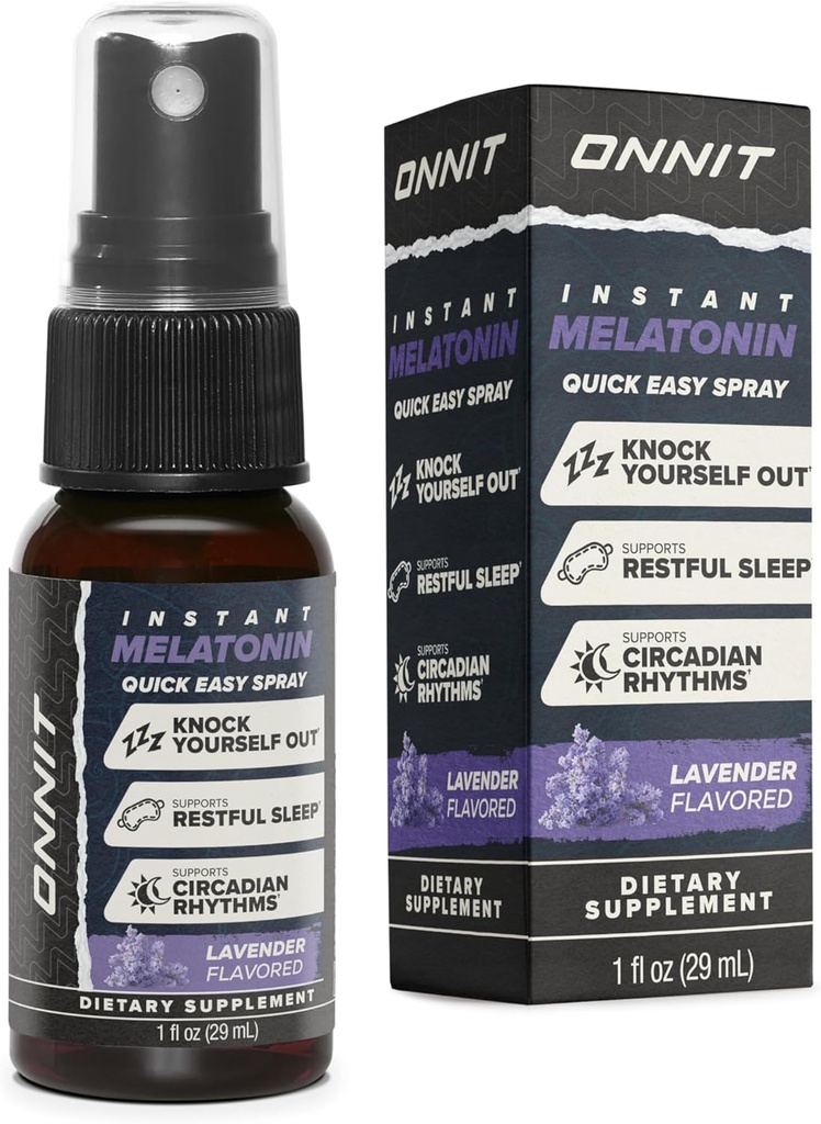 ONNIT Melatonin Liquid Sleep Support Spray, IGEN™ Non-GMO Tested, Lavender Flavor, Sleep Support for Adults, 3mg Melatonin per Spray, 1 fl oz
