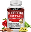 Toplux Berberine avec Ceylan Cinnamon et Bitter Melon 2100mg - Haute pureté 97% HCL Berberine supplément, soutient la santé globale et système immunitaire, non-OGM Vegan 90 capsules