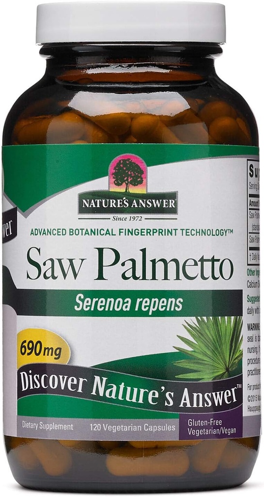 Nature's Answer Saw Palmetto Prostate 690mg 120-Capsules Supplément de soutien de la prostate.