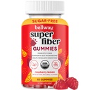Gommies Super Fibre Bellway pour adultes - Supplément de fibre biologique sans sucre Gommies avec 4g de fibre par service - Fibre racine de chicorée prébiotique pour la santé des gourdes digestives, citron de framboise, 60 comte